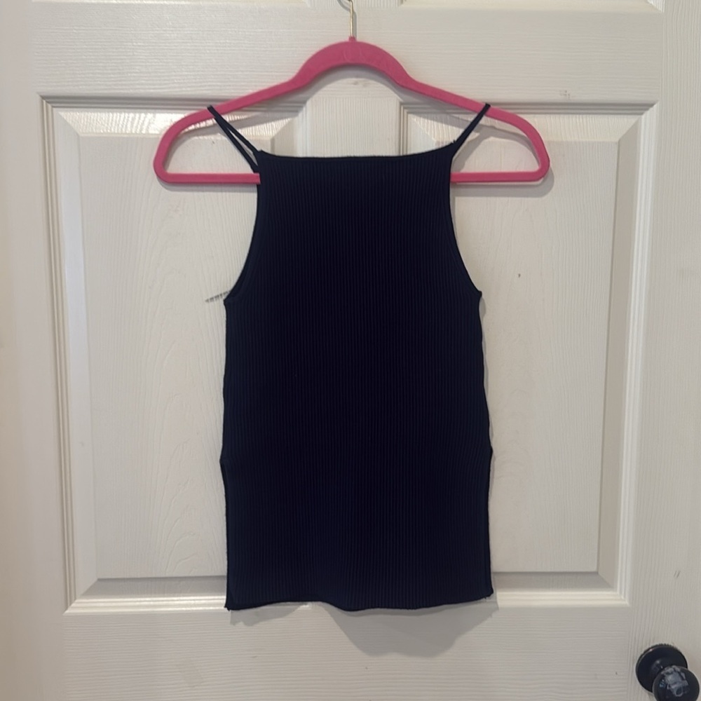 Caroline Constas NWT navy ribbed tank, XS - Picture 7 of 8